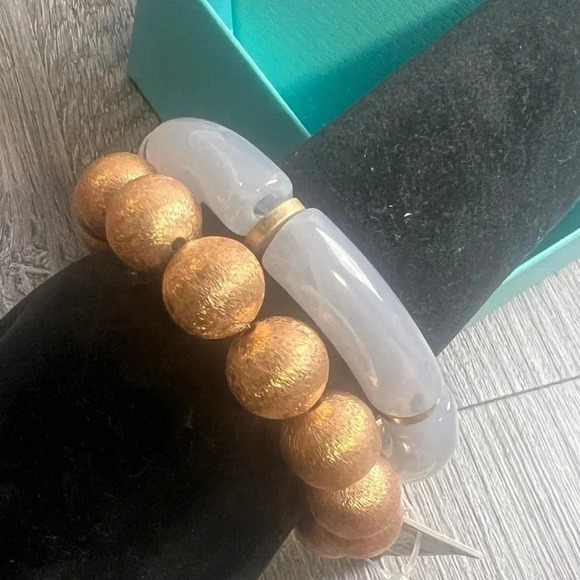 Gray and Gold Stretch Bracelets Set - Picture 4 of 7